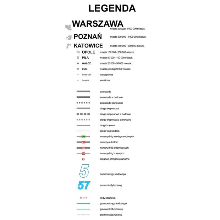 Specjalistyczna mapa kodowa Polski 110 x 120