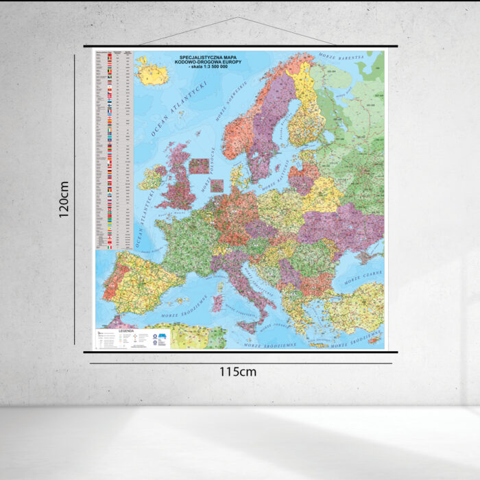Specjalistyczna mapa kodowo-drogowa Europy 120 x 115