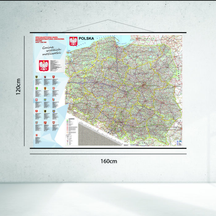 Specjalistyczna mapa GMINY e-TOLL administracyjno-drogowa Polski