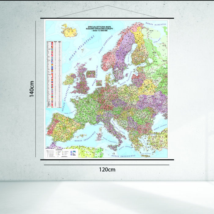 Specjalistyczna mapa kodowo-drogowa Europy 140 x 120