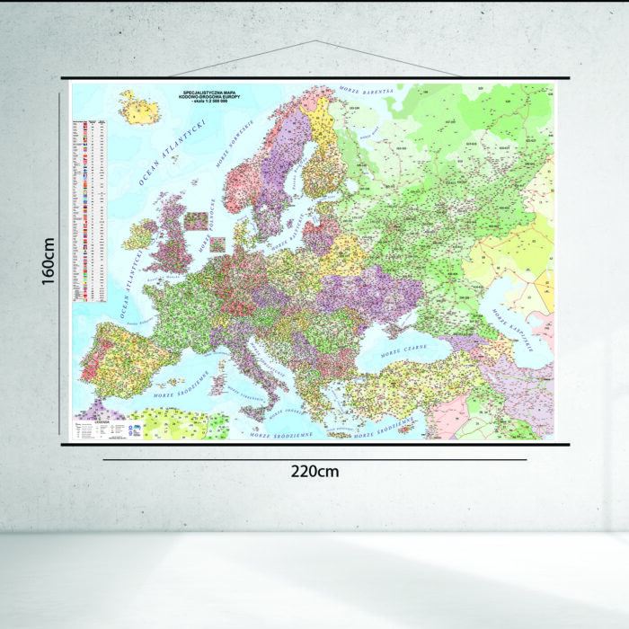 Specjalistyczna mapa kodowo-drogowa Europy 160 x 220