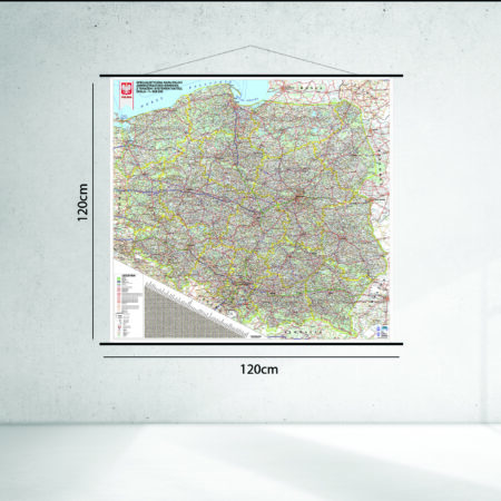 Specjalistyczna mapa administracyjno-drogowa Polski e-TOLL 120 x 120
